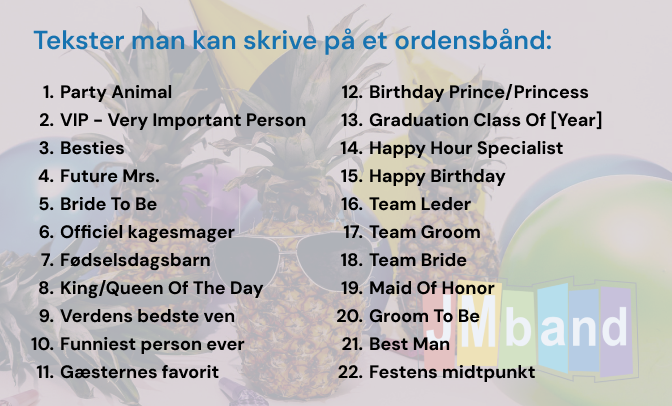 Generelle tekster til ordensbåndet til inspiration